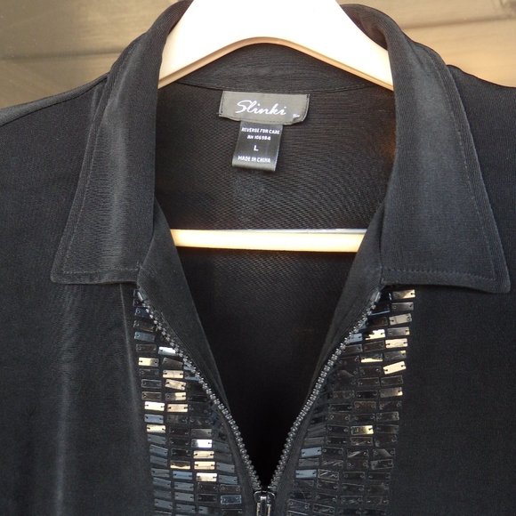 Slinki black dress top with zipper - Picture 2 of 7